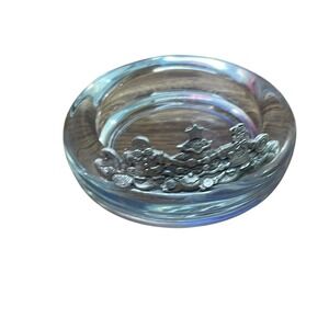 Vintage‎ Clear Glass Ashtray with Pewter Christmas Tree & Presents